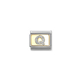 Nomination COMPOSABLE CLASSIC GLITZER-BUCHSTABEN Element aus Edelstahl, mit Emaille und 18kt Gelbgold verziert (17_Q)